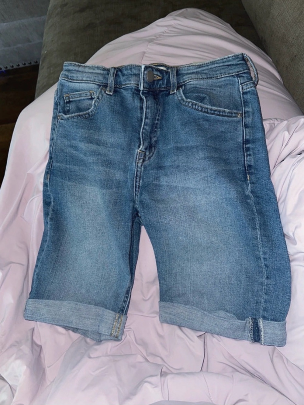 H&M Light Blue Rolled-Cuff Denim Bermuda Shorts